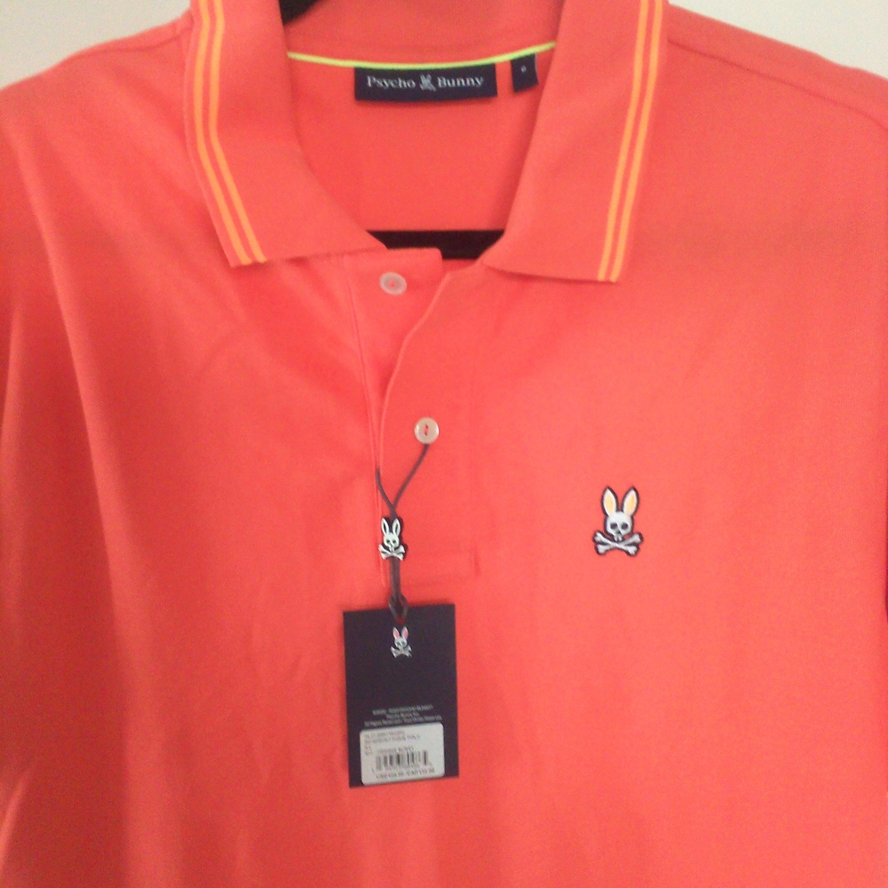 Men's Orange Psycho Bunny Polo Shirt - Picture 2 of 7